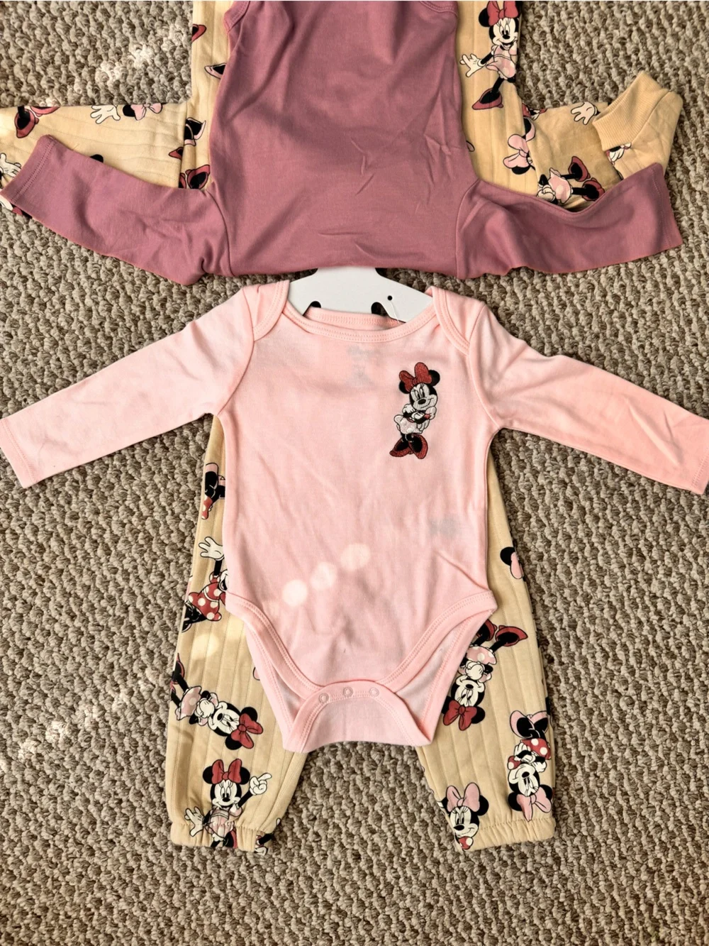 Disney Minnie Mouse Cream and Pink Girls Pajama Set